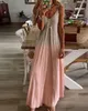 Casual Kleider 6 Farben Frauen Sommer Home Wear V-ausschnitt Colorblock Farbverlauf Sexy Maxi Lange Sommerkleid Kleid Übergroßen Strand urlaub