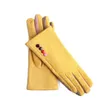 Fingerless Gloves Winter Female Single Layer Warm Cashmere Full Finger Button Cycling Mittens Women Suede Leather Touch Screen Driving Gloves J23 230113