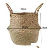 Planters Pots Bamboo Storage Pure Handmade Basket Foldable Planter Mtifunctional Laundry Stwork Wicker Rattan Seagrass Garden Flow Dhslt