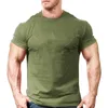 Mens T Shirts Short Sleeve Solid Cotton T-Shirt Gym Fitness Workout Man Summer Casual Slim O-Neck Tee Tops Apparel Clothing