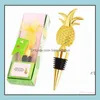 Outils de bar Bouchons de vin en métal Forme d'ananas créatif Bouchon de bouteille de champagne Cadeaux d'invités de mariage Souvenir Boîte-cadeau Emballage Drop Oteca