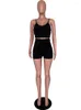 Survêtements pour femmes Aualay Fall Black Two 2 Piece Sets Womens Outifit Spaghetti Strap Sleeveless Backless Crop Top Solid Skinny Shorts