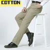 Men's Pants Spring And Summer Brand Men's Trousers Middle-aged Men Thin Casual Solid Color Loose Pant High Waist Cotton