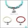 Kralen 12 Stuks Mode Natuursteen Howliet Turquoise Olifant Boeddha Kralen Yoga Armband Chakra Kristal Bedels Armbanden Sieraden Dro Dhw0I