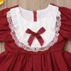 Fille robes robe rouge pour les filles enfant en bas âge enfants bébé fête anniversaire reconstitution historique mariage dentelle arc princesse formel Tutu