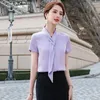 Women's Blouses Novelty Purple Summer Short Sleeve Shirts For Women Business Office Work Wear Ladies Blouse Clothes Tops Blusas