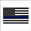 Drapeaux de bannière 3X5Fts 90Cmx150Cm Officiers chargés de l'application de la loi US Police américaine Thin Blue Line Flag Blueline Usa Rrd8185 Drop Delivery Ho Otxeg