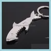 Bar Tools Nieuwretro Keychain Shark Bottle Opener Metalen Key Ring Bierflessen Openers draagbare keuken Creatief Gift Barware RRD12867 OTQSC