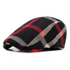 ベレー帽British Style Bailey Hat Spring Summer Breatable Thin's Classic Retro Plaid Cap Men's Progressive