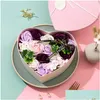 装飾的な花の花輪バレンタインデイソープフラワーハートショットバラとボックスブーケウェディングデコレーションギフトフェスティバルギフトfy35 dhvtx