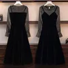 Casual Dresses Autumn Large Size Women's Fat Sister Dress French Style Was Thin Foreign Age-reducing Belly Long Black