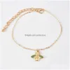 Bracelets de cheville bijoux de mode abeille pendentif à breloque coquille perles ensemble de cheville chaîne 4 pièces/ensemble livraison directe Dhxdc