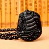 Chains Natural Obsidian Carved Smooth Sailing/Hand Lucky Stone NecklaceChains