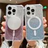 Gradient Glitter Wireless Charging Magnetic For Magsafe Case For iPhone 15 14 13 12 11 Pro Plus Max Cushion Acrylic Bumper Cover
