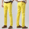 Hommes Jeans Hommes Couleur Stretch Maigre Hommes Mode Casual Slim Fit Denim Pantalon Mâle Rouge Jaune Hip Hop Pantalon Marque 230113