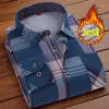 Men S T Shirts Autumn Winter Fashion Long Sleeve Plaid Fleece and Thick Warm Casual High Quality Large Size NS4574 230112 01