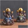 Lâmpadas de fragrância 4 cores cerâmica ganesha elefante deus buda estátuas de backflow incenso queimador de casa cones dhs entrega de gota gar dhbkh