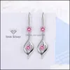 Charm S925 Stamp Sier Plated Crystal Charms Pink Blue White Zircon Earrings Tassel Hook Type Womens Fashion Jewelry Wedding Party Dr Dhkxi