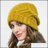 Beanie/Skull Caps Beanie/Skl Winter Fashion Women Hat 2021 Autumn Handgjorda stickade kvinnors hattar Tjock elastisk panik Köp Drop Deliv Otxfr