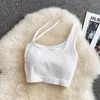 Women's Tanks Sexy Tops For Womens Crop Top Woman Solid Color Tank Oblique Shoulder Sleeveless Camis Women 2023 Omighty