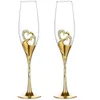 Weingläser, 2 Stück, 200 ml, Hochzeit, Champagner-Set, Herzen, Gold, Toastflöte, Kelch, Partyliebhaber, Jahrestag, Valentinstag, Geschenk 230113