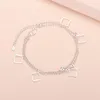 Anklets Women's Square Anklet Korean Style Fashion All-Match925 Silver Plated二重層の小さな新鮮