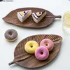 Plates Creative Leaf Shape Solid Wood Tray Picnic Travel Portable Multifunction Home Kitchen Kitchenware Accessories Cake Sushi Plate