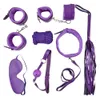 Bondage 10 Pcsset Sexy Lingerie PU Leather bdsm Set Hand Cuffs Footcuff Whip Rope Blindfold Erotic Toys For Couples 230113