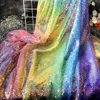 Tyg och sömnadsfärg Rainbow Super Shingle Special Material Sequin Fish Scale Drape Wedding Dress 230113