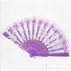 Konst och hantverk Lace Dance Fan Show Craft Folding Fans Rose Flower Design Plastic Frame Silk Hand Drop Delivery Home Garden DHB8G