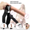 Articoli di bellezza Lesbiche in pantaloni di pelle Vibratore in silicone con dildo grande per donna Giocattoli sexy Prodotti per cintura di castità femminile Cinghia su realistico