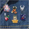 Pinos broches broches de animais banhados a ouro 6pcs/conjunto dragão gato alia pinos Hollow knight temático esmalte de metal parto de desenho animado entrega dhhjm