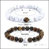 Kralen mode 2 stks/set natuursteen kraal strengen hart magneet paar vriendschap armbanden yoga voor vrouwelijke mannen liefhebbers magnetische brace dhvqg