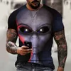 T-shirt manches courtes col rond pour hommes, avec motif biologique inconnu, impression 3D, avec éléments d'espèces extraterrestres, 2023