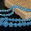 Choker 6-14mm Charms Natural Stone Jades Blue Chalcedony Round Beads Tower Chain Necklace Fashion Jewelry 18inch B624-5