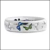 Cluster Rings Fashion Creative Butterfly Colorf Свадьба для женщин Элегантный Mticolor Zircon Glamour Ring Jewelry Girl Dift Drop OTXRC