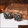 Charme personnalité boucle d'oreille créativité individuelle ailes de papillon noir incrusté de Skls longues boucles d'oreilles pendentif cadeaux pour femmes bijoux Otns1