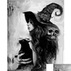 Pinturas Amtmbs Abstract Black And White Witch Cat Diy Painting By Numbers Ding On Canvas Picture Wall Art Number Decor Drop Delive Dhx9B