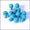 Stone 2Cm Carved Mini Mushroom Statue Ornament Imitation Turquoise Pattern Blue Resin Home Decor Gift Wholesale Drop Delivery Jewelry Dhu7T