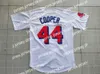 Camisetas de fútbol Hombres Joe Coop Cooper # 44 BASEketball CERVEZAS Película Jersey Botón abajo Camisetas de béisbol blancas de alta calidad