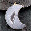 Pendentif Colliers Naturel Agate Cristal Dent Original Pierre Pêche Coeur Étoile Lune Collier Irregar Ore Top Foré Pour Bijoux Maki Dhvrl