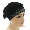 Beanie/Skull Caps Beanie/Skl Winter Veet Inner Muslim Drilling Hijab For Women Ethnic Islamic Wrap Head Hatt redo att bära håravfall otuky