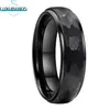 Anneaux de mariage Bague en tungstène noir 8mm 6mm bords étagés en forme de dôme martelé multifacettes pour hommes Wemen finition brossée en stock ajustement confortable