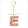 Porte-clés 26 lettres en résine anglaise pour femmes, série de fruits mignons, pendentif de sac, breloques de voiture européenne, bijoux, livraison directe, Otizt