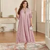 Plus size jurken toleen elegante vrouwen grote maxi long 2023 zomer roze abaya moslim Afrikaans oversized avondfestival kleding