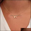 قلادة قلادة أزياء صغيرة لذيذ Sier Gold Color Love Heart Necklace الأولي اسم الحروف اسم المجوهر