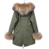 Women's Vests MAOMAOKONG Winter Hooded Thick Natural Real Raccoon Fur Collar Placket with Cuffs Down Jacket Woman Parkas Long Puffer Coat 230112