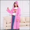 Raincoats Peva Raincoat Non Disposable Matte Rainwear Adt Kids Household Waterproof Portable Travel Cam Hooded Drop Delivery Home Ga Dhdqm