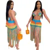 Two Piece Dress 2022 Sexy Inspirational Skirt Suit Women's Sexy Handmade Crocheted Tassel Casual Suit Swimsuit Cover-up T230113