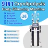 Ny 9 i 1 Lipolaser Machine Cryo Slimming Cellulite Removal Skin Drawning Cryolipolysis Cavitation RF Viktförlust Ansiktslyftanordning Salong Hemanvändning